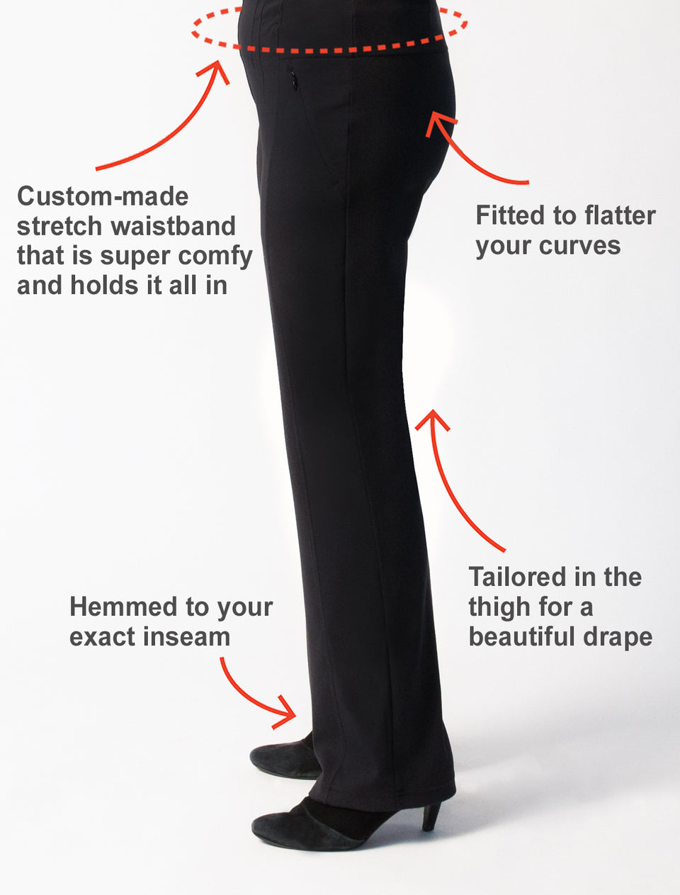 Black Slim Fit Tuxedo Pants with Satin Back Pocket for Women – LITTLE BLACK  TUX
